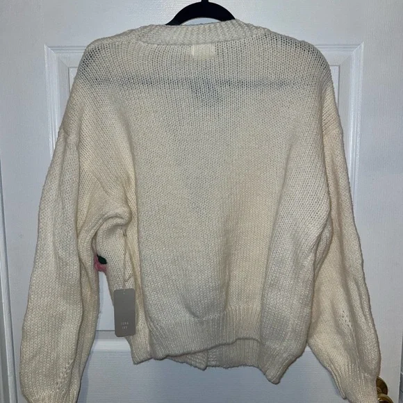 NWT Floral Cardigan Sweater - Cream and Pink - Picture 2 of 3